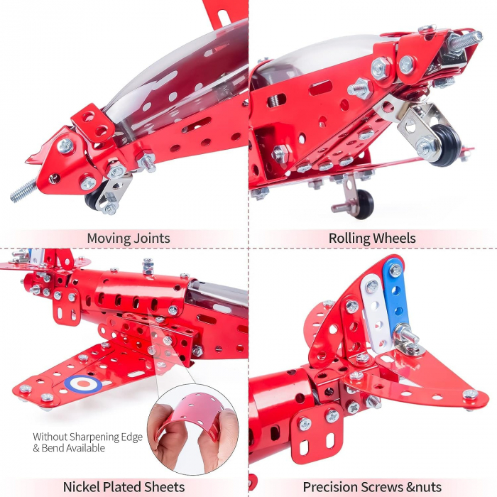 Kit constructie avion metalic Red Arrows, 201 piese, 8 ani+, EduJucarii [3]