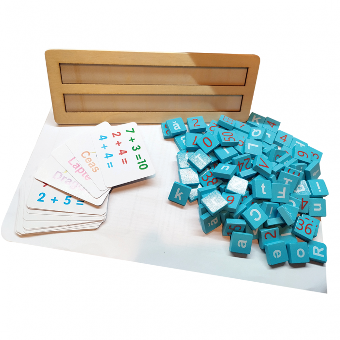 Joc multifunctional montessori de asociere si sortare in Limba Romana, Alfanumeric cu Cifre si Litere, Matematica si Alfabet, 3 ANI+, EduJucarii [4]