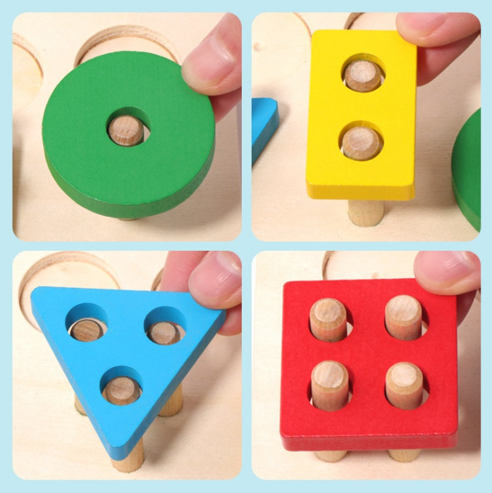 Aritmetic 3 in 1, sortator cu forme geometrice, joc de pescuit, prinde albinuta, Joc educativ logaritmic, Montessori, 3 ani+, Edujucarii [8]