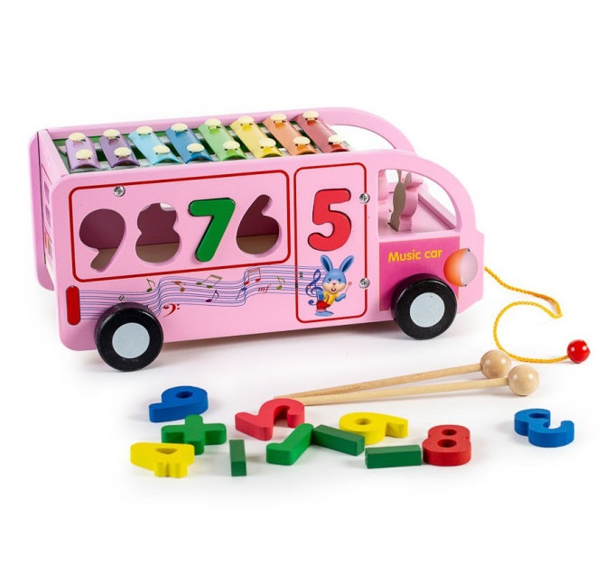 Autobuz educativ cu cifre si xilofon, lemn, Digital Percussion Bus, 3 ani+, EduJucarii [2]