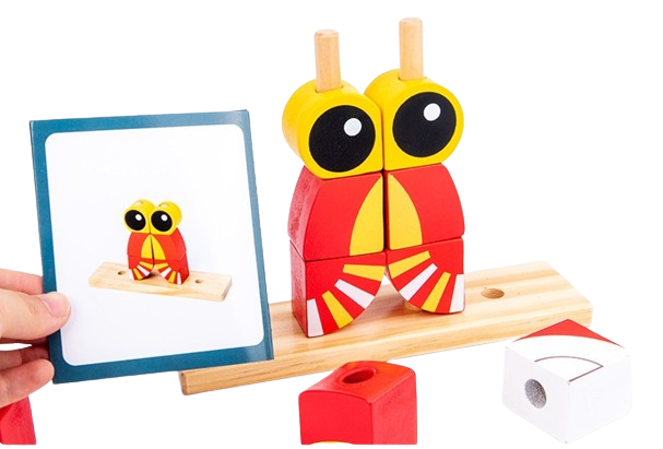 Blocuri creative de construit din lemn, Leu, 12 piese, multicolor, 18 luni+, EduJucarii [7]