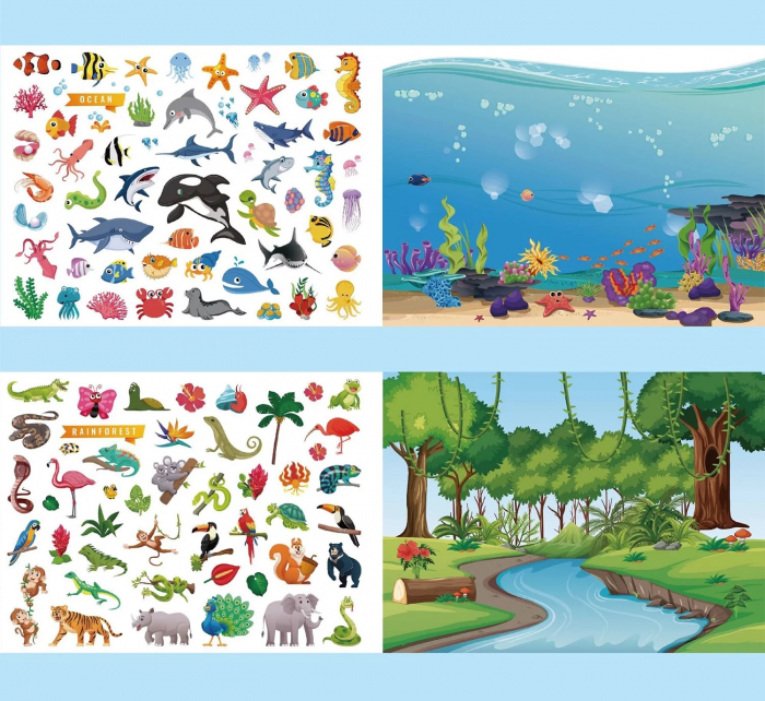 Caiet de activitati  pentru copii, autocolante si imagini de colorat, Habitatul Animalelor, EduJucarii, 4 ani+ [4]