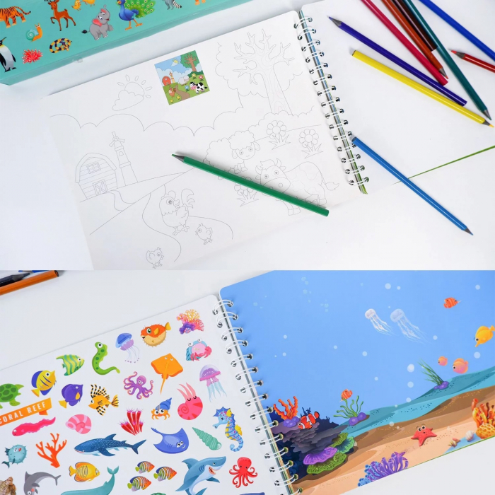 Caiet de activitati  pentru copii, autocolante si imagini de colorat, Habitatul Animalelor, EduJucarii, 4 ani+ [8]