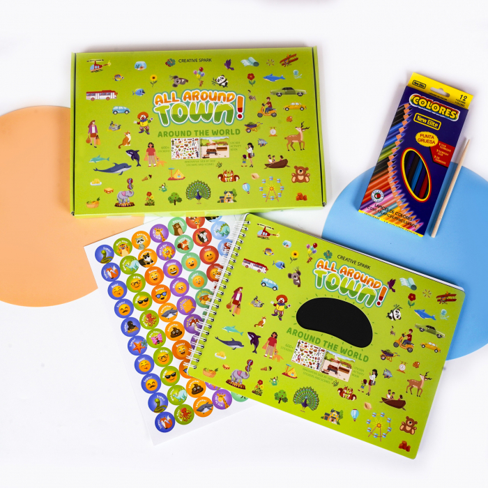 Caiet de activitati  pentru copii, autocolante si imagini de colorat, In jurul orasului, EduJucarii, 4 ani+ [7]
