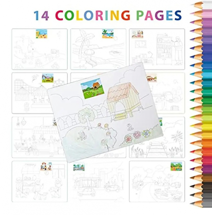 Caiet de activitati  pentru copii, autocolante si imagini de colorat, In jurul orasului, EduJucarii, 4 ani+ [8]