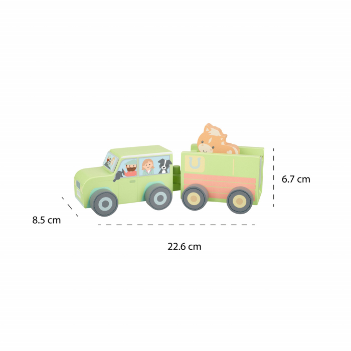 Camion din lemn pentru transport animale de ferma, Orange Tree Toys [4]