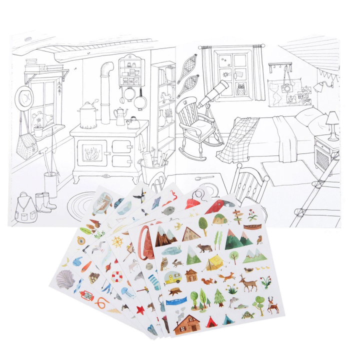 Carte de colorat cu abtibilduri Exploratori, Moulin Roty [2]