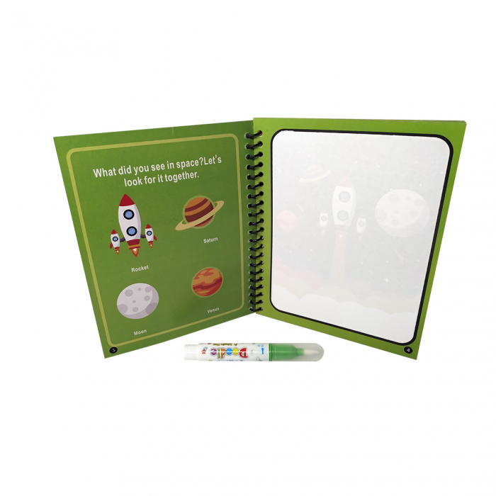 Carte de colorat cu apa, reutilizabila, 8 pagini, 4 imagini, Magic Water Book [3]