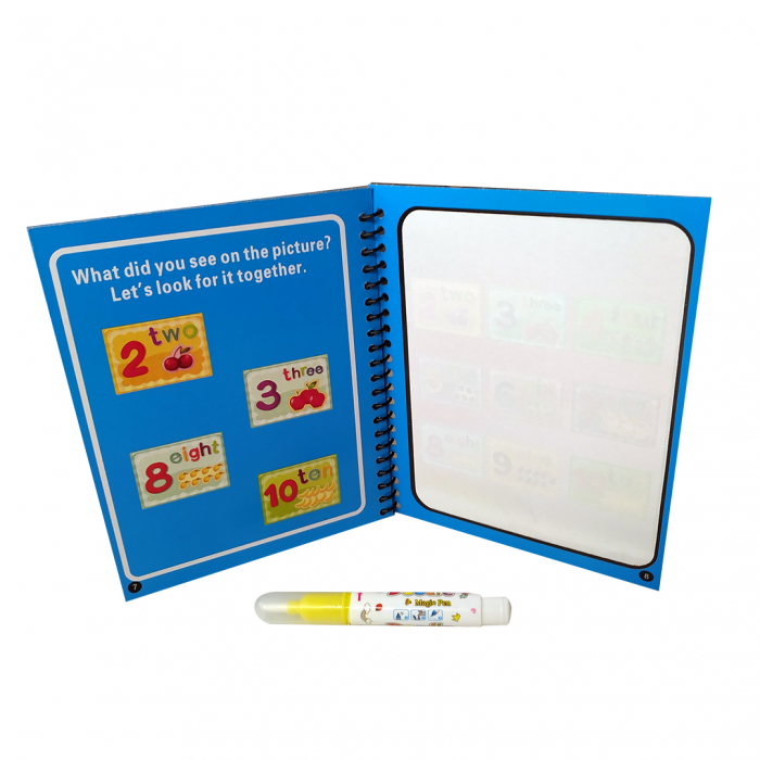 Carte de colorat cu apa, reutilizabila, 8 pagini, 4 imagini, Magic Water Book, Numere [5]