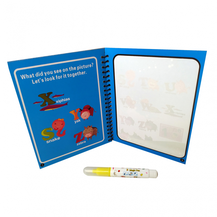 Carte de colorat cu apa, reutilizabila, 8 pagini, 4 imagini, Magic Water Book, Numere [4]