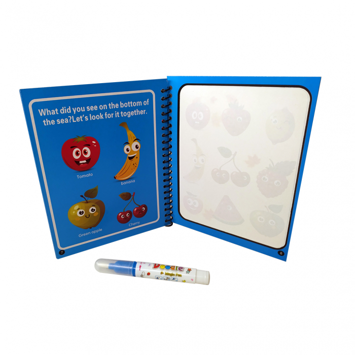 Carte de colorat cu apa, reutilizabila, 8 pagini, 4 imagini, Magic Water Book, Fructe [4]