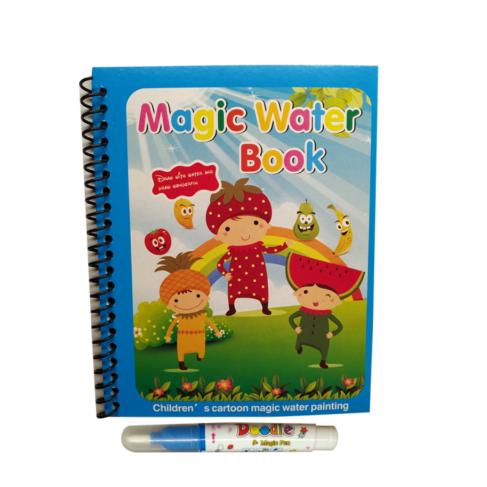 Carte de colorat cu apa, reutilizabila, 8 pagini, 4 imagini, Magic Water Book, Fructe [1]