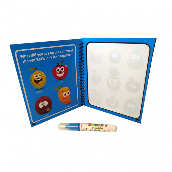 Carte de colorat cu apa, reutilizabila, 8 pagini, 4 imagini, Magic Water Book, Fructe [5]