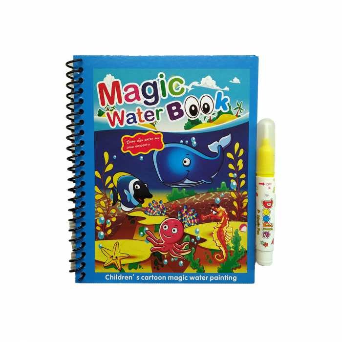 Carte de colorat cu apa, reutilizabila, 8 pagini, 4 imagini, Magic Water Book, Ocean [1]