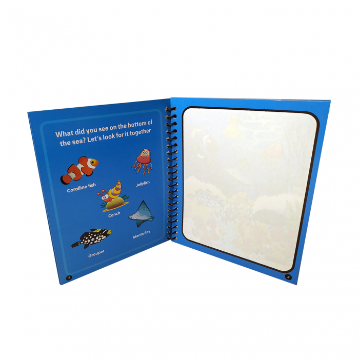 Carte de colorat cu apa, reutilizabila, 8 pagini, 4 imagini, Magic Water Book, Ocean [3]