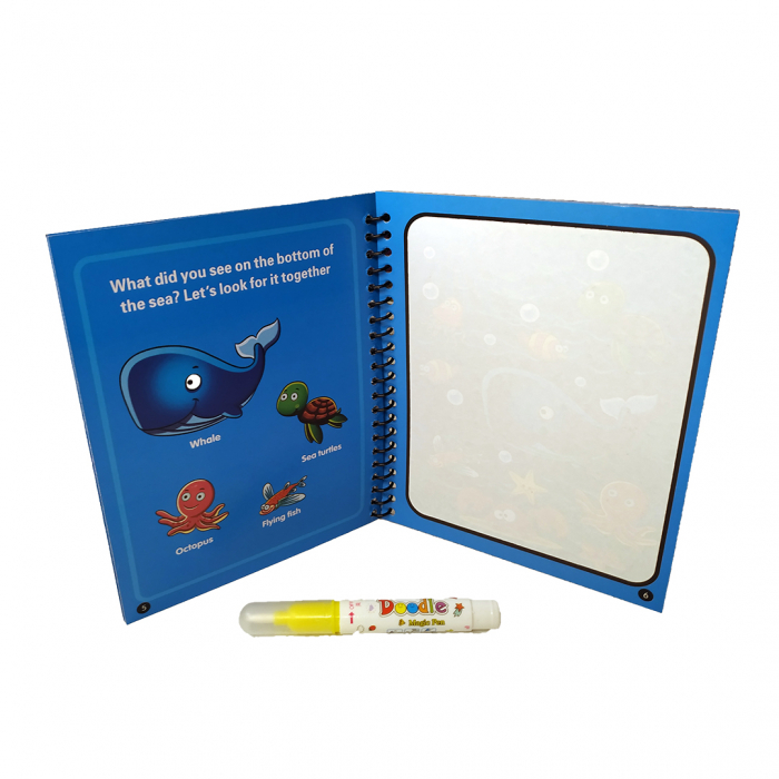 Carte de colorat cu apa, reutilizabila, 8 pagini, 4 imagini, Magic Water Book, Ocean [4]