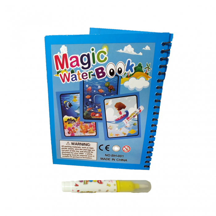 Carte de colorat cu apa, reutilizabila, 8 pagini, 4 imagini, Magic Water Book, Ocean [6]