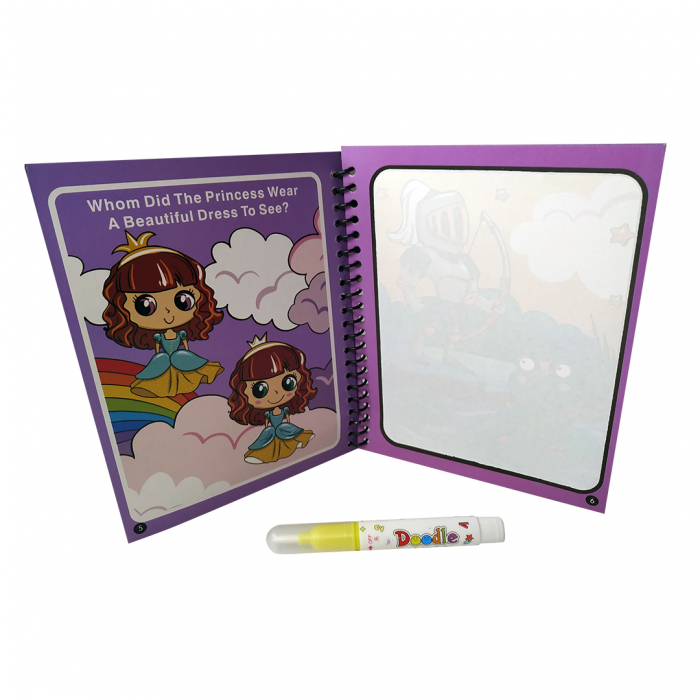 Carte de colorat cu apa, reutilizabila, 8 pagini, 4 imagini, Magic Water Book, Printese [4]