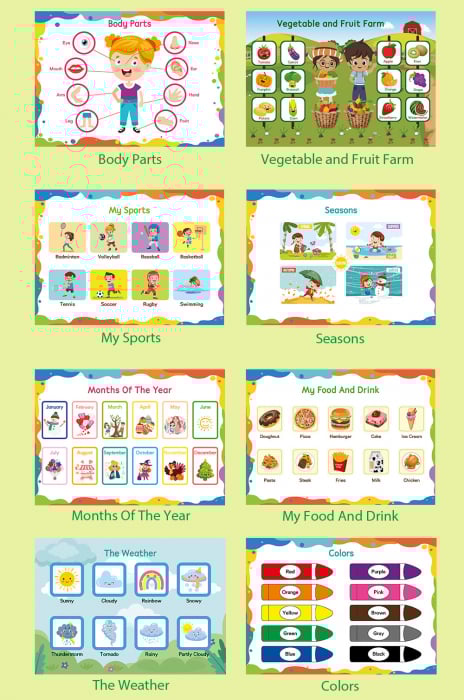 Carte interactiva si educativa pentru copii, My Preschool Busy Book 1, 32 pagini activitati multiple, stickere repozitionabile, Limba Engleza, 3 ani+, EduJucarii [8]