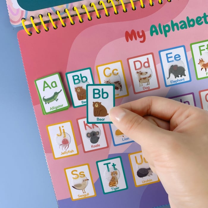 Carte interactiva si educativa pentru copii, My Preschool Busy Book 1, 32 pagini activitati multiple, stickere repozitionabile, Limba Engleza, 3 ani+, EduJucarii [11]