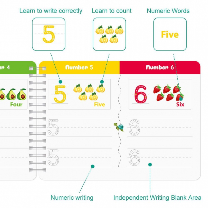 Carte interactiva si educativa pentru copii, Learn to Write, 40 pagini activitati multiple, Invata literele si cifrele, Limba Engleza, 3 ani+, EduJucarii [2]