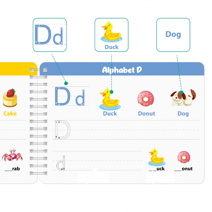 Carte interactiva si educativa pentru copii, Learn to Write, 40 pagini activitati multiple, Invata literele si cifrele, Limba Engleza, 3 ani+, EduJucarii [4]