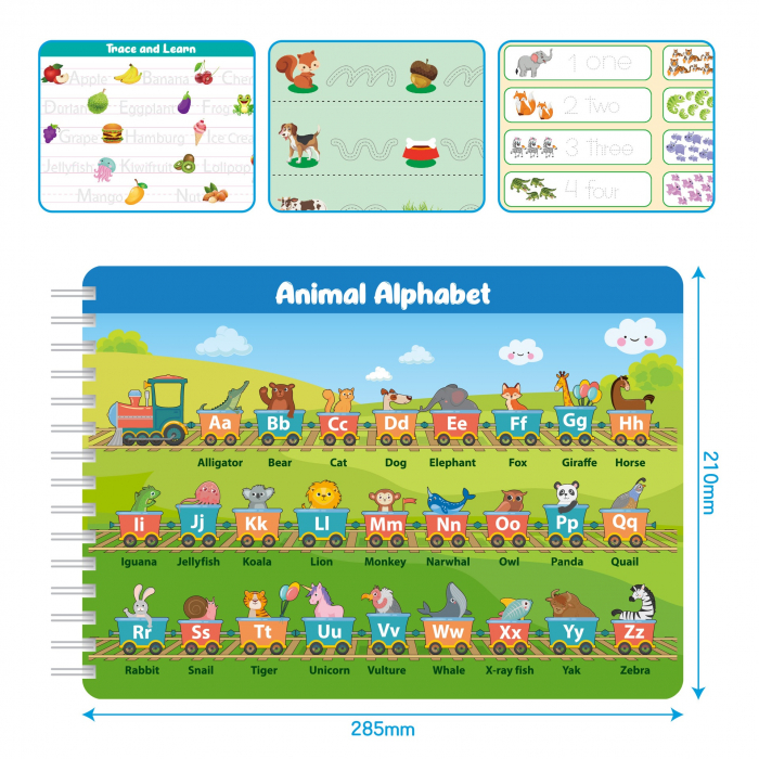 Carte interactiva si educativa pentru copii, Learn to Write, 40 pagini activitati multiple, Invata literele si cifrele, Limba Engleza, 3 ani+, EduJucarii [6]