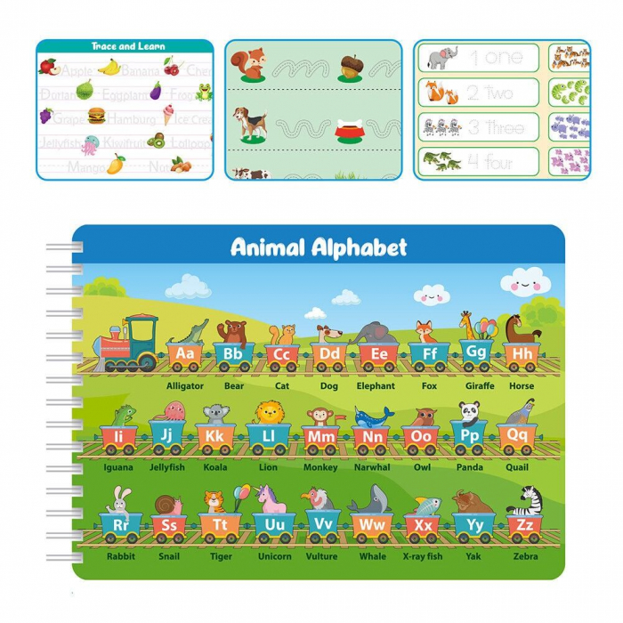 Carte interactiva si educativa pentru copii, Learn to Write, 40 pagini activitati multiple, Invata literele si cifrele, Limba Engleza, 3 ani+, EduJucarii [3]