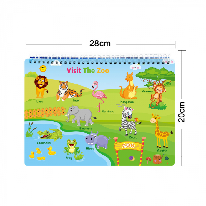 Carte interactiva si educativa pentru copii, My Preschool Busy Book 2, 32 pagini activitati multiple, stickere repozitionabile, Limba Engleza, 3 ani+, EduJucarii [6]