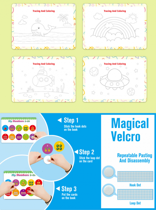 Carte interactiva si educativa pentru copii, My Preschool Busy Book 2, 32 pagini activitati multiple, stickere repozitionabile, Limba Engleza, 3 ani+, EduJucarii [5]