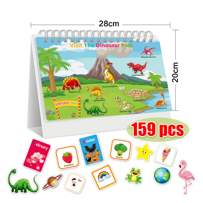 Carte interactiva si educativa pentru copii, My Preschool Busy Book 3, 31 pagini activitati multiple, stickere repozitionabile, Limba Engleza, 3 ani+, EduJucarii [4]