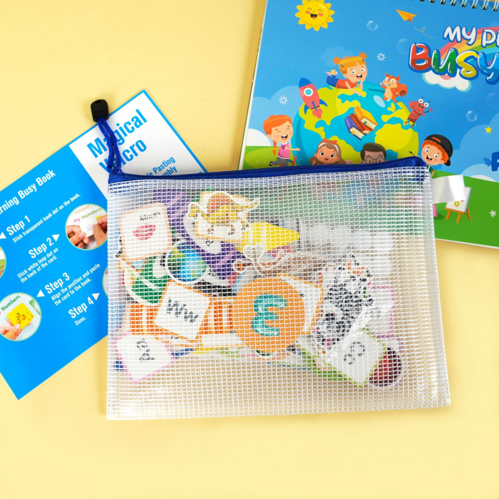 Carte interactiva si educativa pentru copii, My Preschool Busy Book 4, 23 pagini activitati multiple, stickere repozitionabile, Limba Engleza, 3 ani+, EduJucarii [6]