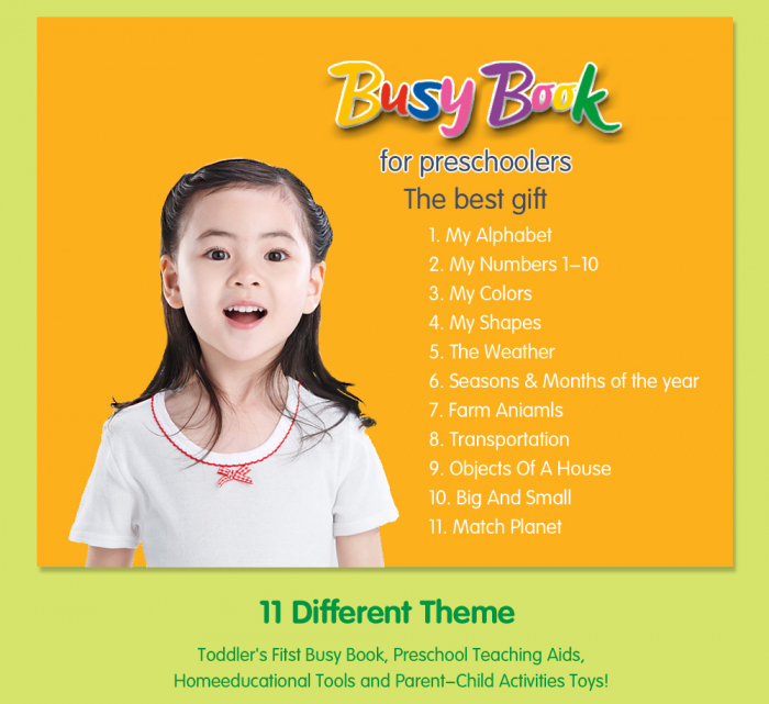 Carte interactiva si educativa pentru copii, My Preschool Busy Book 5, 11 pagini activitati multiple, stickere repozitionabile, Limba Engleza, 3 ani+, EduJucarii [9]