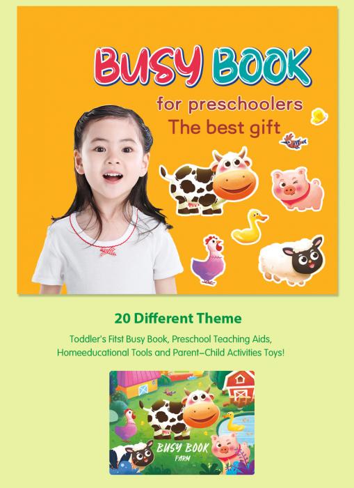 Carte interactiva si educativa pentru copii, My Preschool Busy Book 6, 20 pagini activitati multiple, stickere repozitionabile, Limba Engleza, 3 ani+, EduJucarii [9]