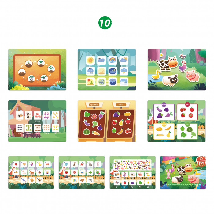 Carte interactiva si educativa pentru copii, My Preschool Busy Book 6, 20 pagini activitati multiple, stickere repozitionabile, Limba Engleza, 3 ani+, EduJucarii [2]