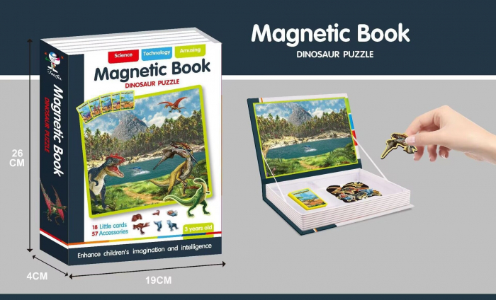Carte magnetica Puzzle Dinozauri, 75 piese, + 3 ani [6]