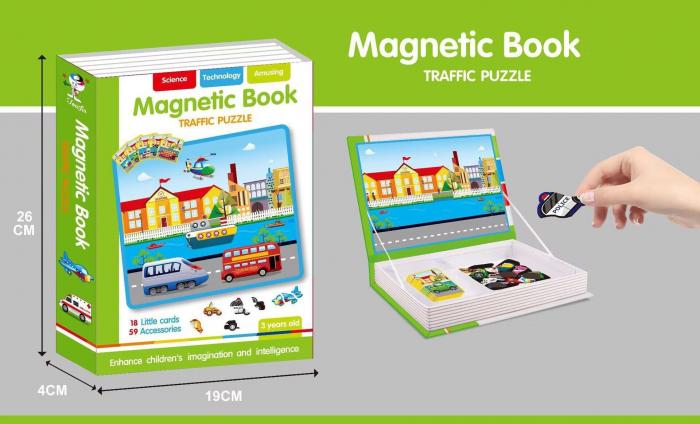 Carte magnetica Trafic Puzzle, 77 piese, + 3 ani [7]