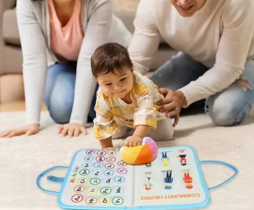 Carte Montessori din fetru, senzoriala, cu activitati, 10 pagini cu activitati, litere, cifre, fructe, animale, puzzle, siretuit, 28 x 20 cm, 3 ani+, EduJucarii [5]