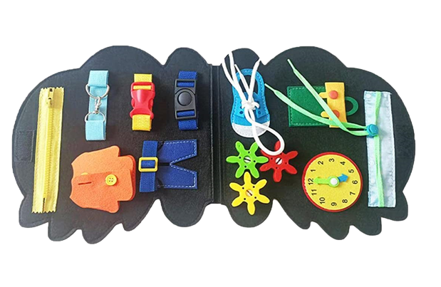 Carte Montessori din fetru, senzoriala, cu activitati, in forma de dinozaur, 27x29 cm [2]