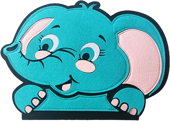 Carte Montessori din fetru, senzoriala, cu activitati, in forma de elefant, 23x25 cm [4]