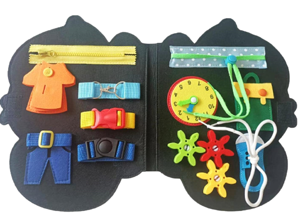 Carte Montessori din fetru, senzoriala, cu activitati, in forma de elefant, 23x25 cm [2]