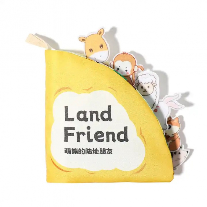 Carte senzoriala din panza pentru bebelusi, anti-rupere,  Land Friend, 14 x 14 cm x 1,4 cm, +12 luni [1]