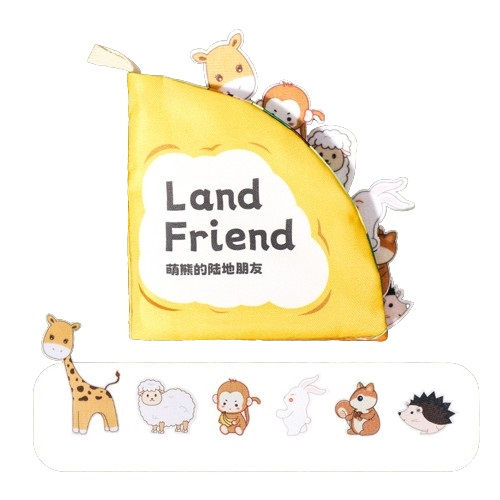 Carte senzoriala din panza pentru bebelusi, anti-rupere,  Land Friend, 14 x 14 cm x 1,4 cm, +12 luni [7]