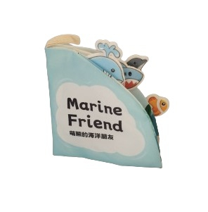 Carte senzoriala din panza pentru bebelusi, anti-rupere,  Marine Friend, 14 x 14 cm x 1,4 cm, +12 luni [6]