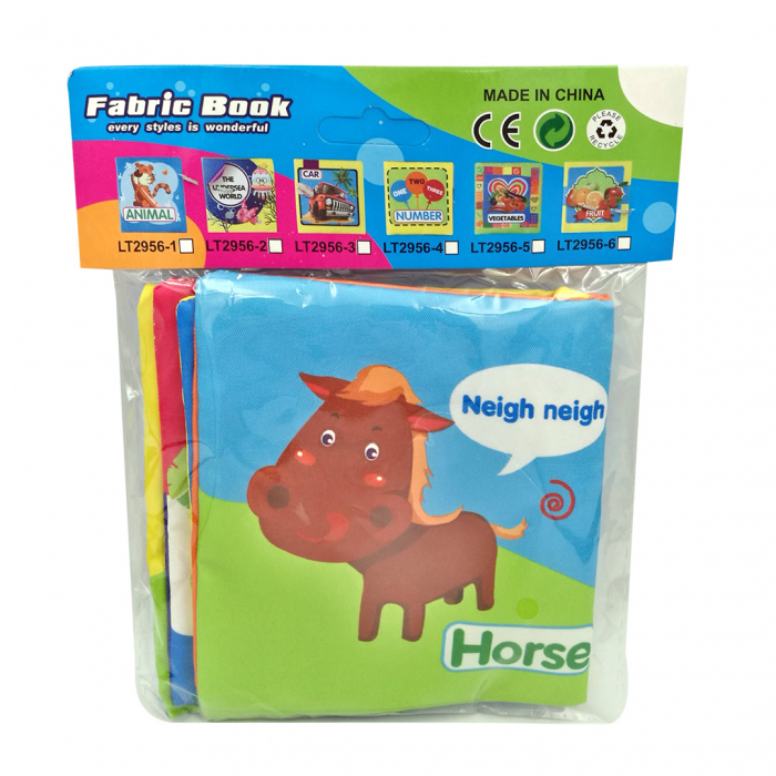Carte senzoriala fosnitoare pentru bebelusi, cu animalute colorate, Animal, 4 pagini, 8 fete, 10 cm  x 2,5 cm  x 9 cm [3]