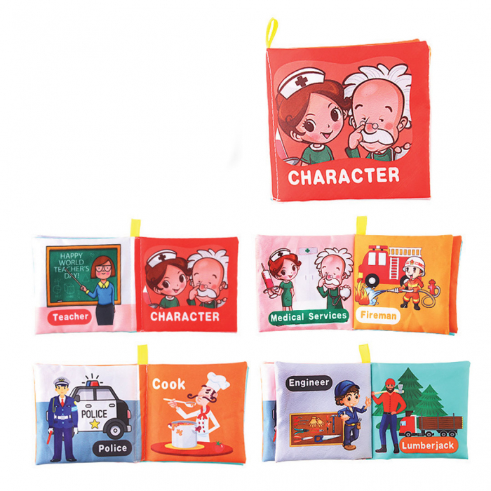 Carte senzoriala fosnitoare pentru bebelusi, cu animalute colorate, Character, 4 pagini, 8 fete, 10 cm x 2,5 cm x 9 cm - EDUJUCARII [1]