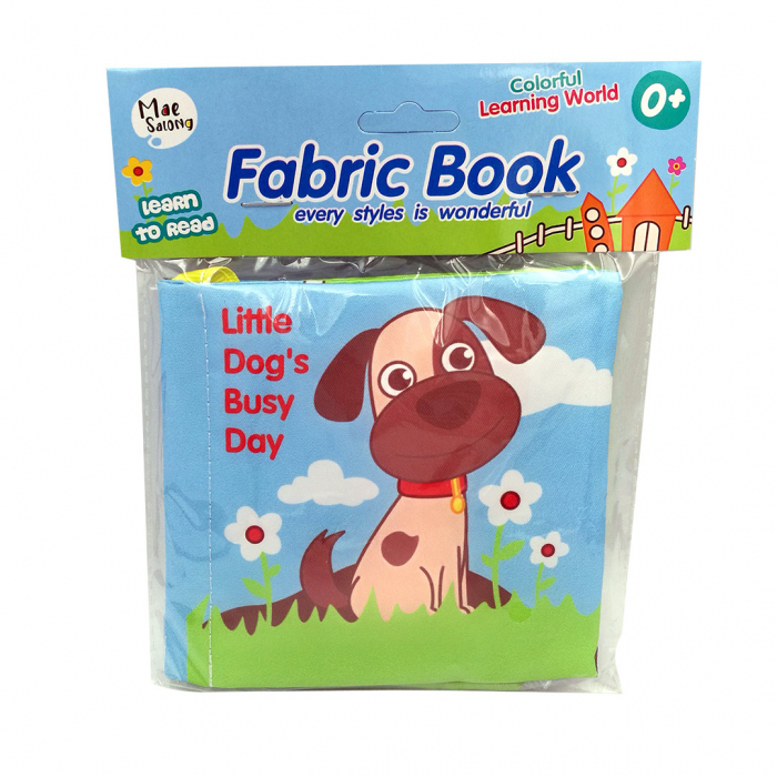 Carte senzoriala fosnitoare pentru bebelusi, cu animalute colorate, Little dog, 4 pagini, 8 fete, 10 cm x 2,5 cm x 9 cm - EDUJUCARII [2]