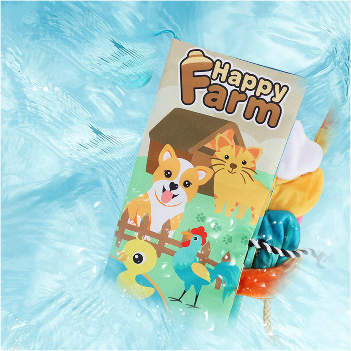 Carte senzoriala fosnitoare pentru bebelusi, cu animalute colorate, Happy farm, 17 x 22.5 cm [3]