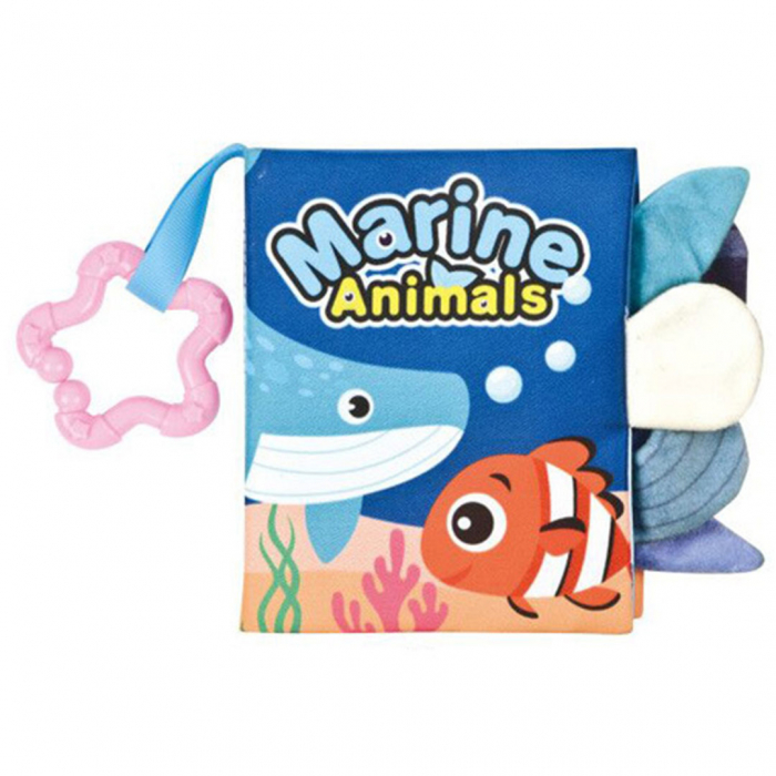 Carte senzoriala fosnitoare pentru bebelusi, cu animalute colorate, Marine Animals, 11 x 13.5 cm [1]