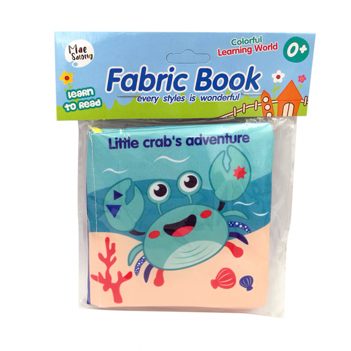 Carte senzoriala fosnitoare pentru bebelusi, cu animalute colorate, Crab, 4 pagini, 8 fete, 10 cm x 2,5 cm x 9 cm - EDUJUCARII [2]
